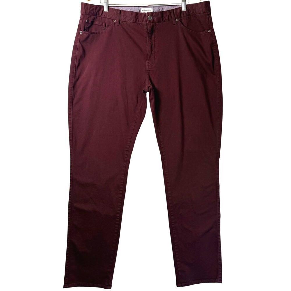 Peter Millar Mens 40x33 Burgundy Cotton‎ Modal Stretch 5-Pocket Twill Pants wine